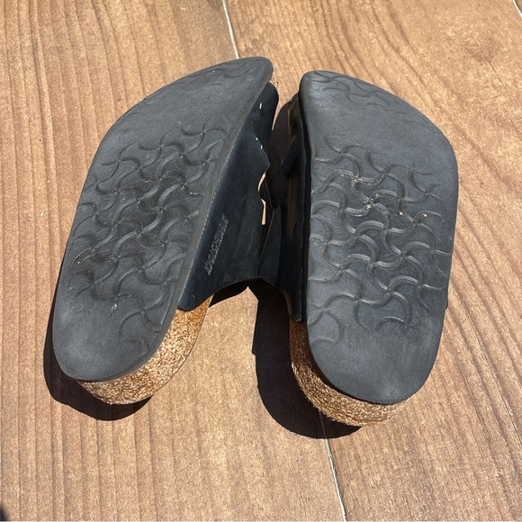 Birkenstock Arizona Unisex Sandals 38 (M5) (W7) Black Double Buckle Cork Heel - Picture 4 of 5